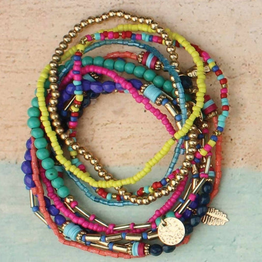 Boho Pastel Bead Bracelet Set