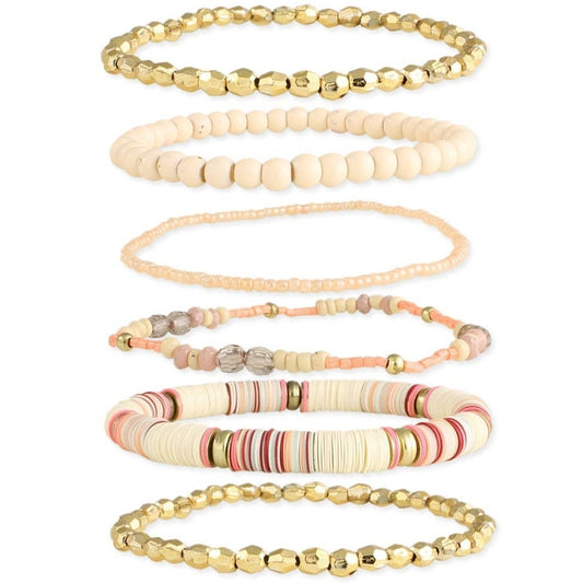 Creamsicle Stretch Bead Bracelet- Set of 6