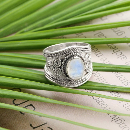 Moonstone Gemstone Silver Ring