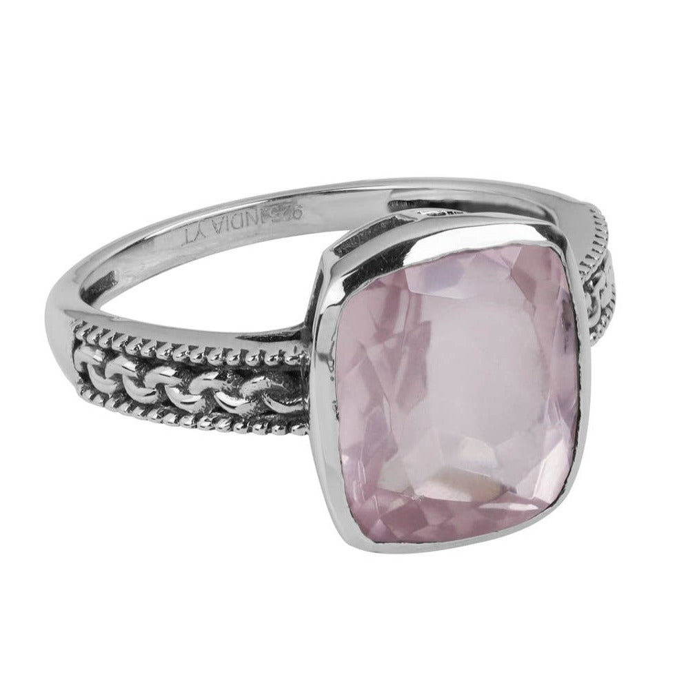 Beautiful Rose Quartz Braided Ring